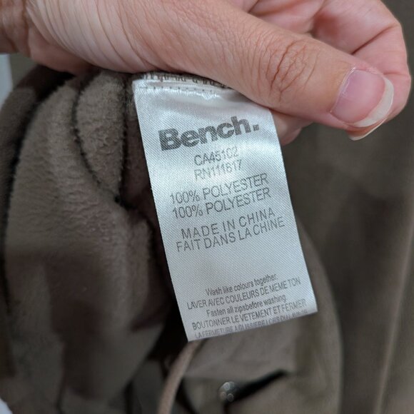 Bench Fleece Trench Jacket Beige Tan Brown Size Large - Picture 3 of 6